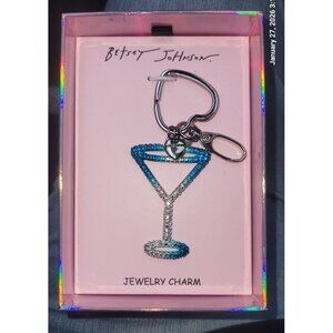 Betsey Johnson Blue & Silver Ombre Open Frame Martini Bag Charm Key Ring NWT